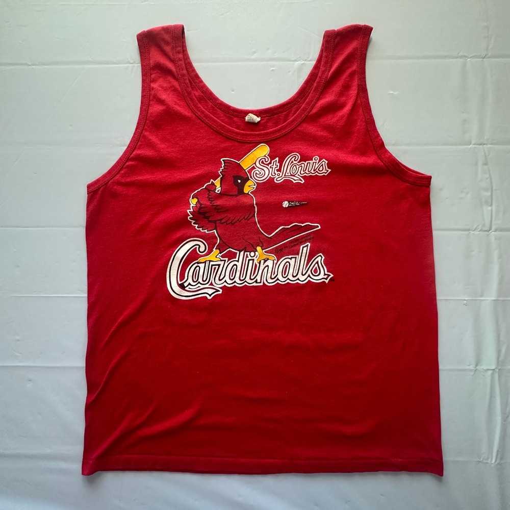 Vintage St Louis Cardinals Tank Top Red Screen Stars Made in USA XL MLB Baseball